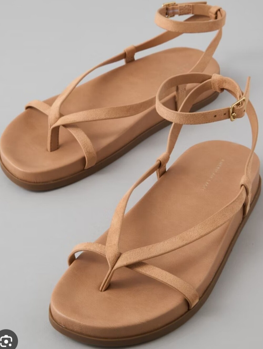 American Eagle Sandals NWT Size 9 Brown Tan Flats Skinny Strap Ankle Faux Suede